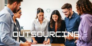 Equipo diverso trabajando juntos en un entorno profesional.