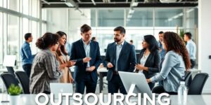 Diversidad en colaboración, representación del outsourcing de servicios.