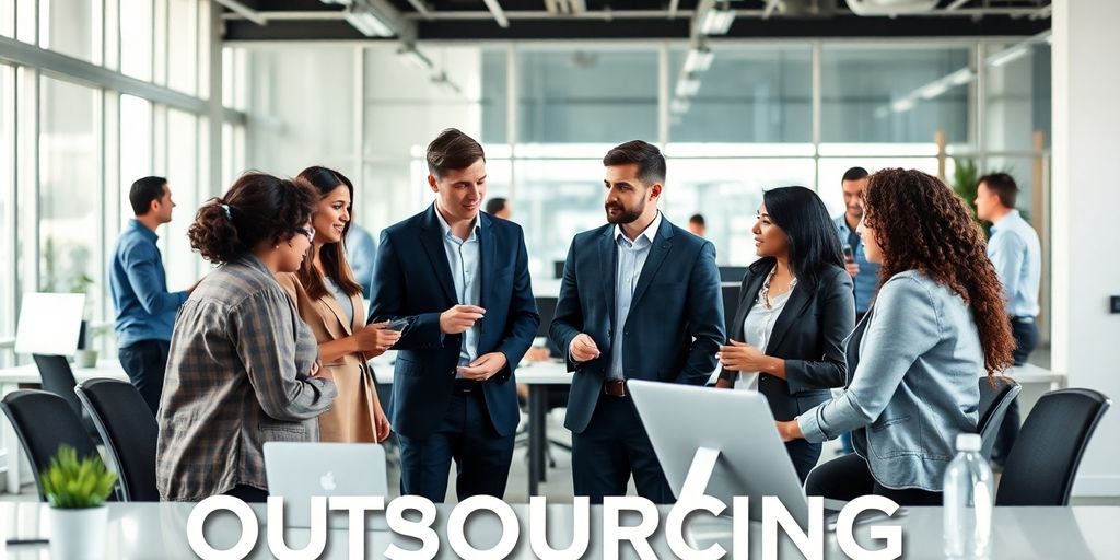 Diversidad en colaboración, representación del outsourcing de servicios.