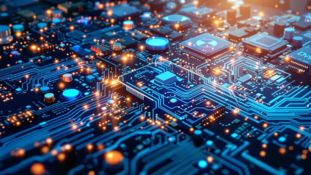 Componentes de software interconectados fluyendo juntos.