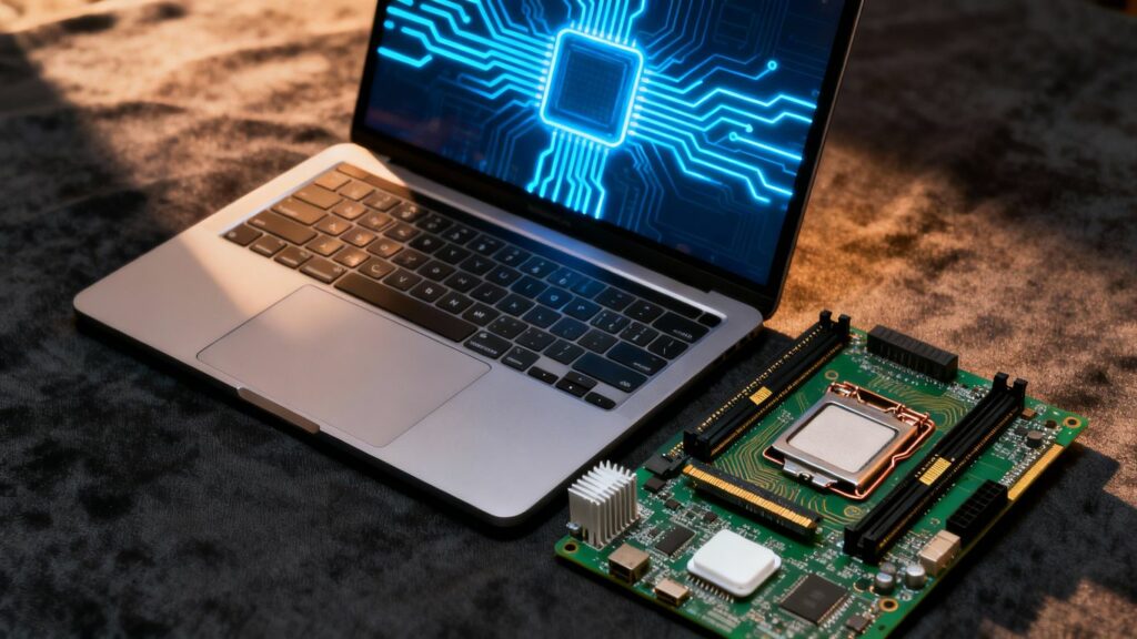 Hardware y software en una imagen realista.