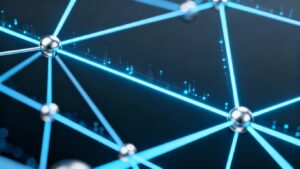 Redes conectadas con líneas brillantes y nodos.