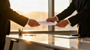 Profesionales colaborando en una oficina moderna.