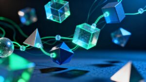 Base de datos NoSQL con formas abstractas interconectadas.